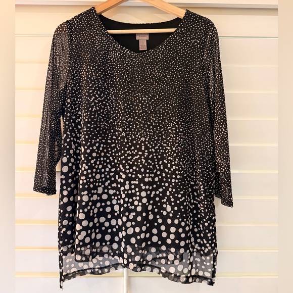 Chico's Easywear Black Polka Dot Blouse - Picture 1 of 5